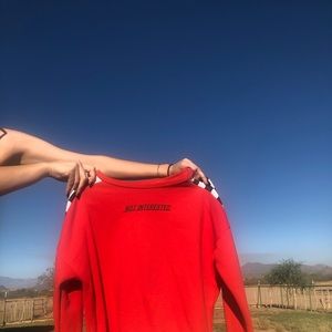 Orange “not interested”  cropped  sweatshirt